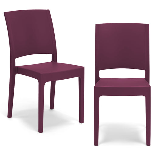 Set 2 sedie in polipropilene FLORA, 100 %MADE IN ITALY, impilabile, resistente ai raggi UV, design moderno, ideale per sala da pranzo, cucina, sala dattesa, bar, ristoranti o giardino, colore Bordeaux