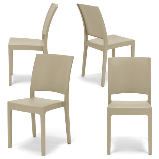 Set 4 sedie in polipropilene FLORA, 100 %MADE IN ITALY, impilabile, resistente ai raggi UV, design moderno, ideale per sala da pranzo, cucina, sala dattesa, bar, ristoranti o giardino, colore Corda