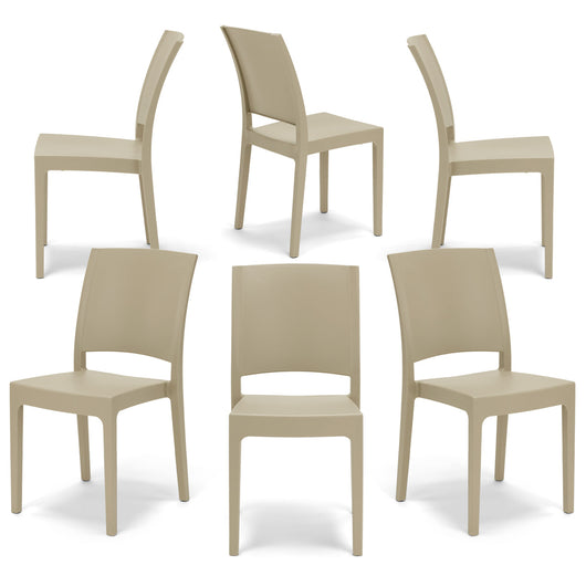 Set 6 sedie in polipropilene FLORA, 100 %MADE IN ITALY, impilabile, resistente ai raggi UV, design moderno, ideale per sala da pranzo, cucina, sala dattesa, bar, ristoranti o giardino, colore Corda