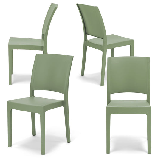 Set 4 sedie in polipropilene FLORA, 100 %MADE IN ITALY, impilabile, resistente ai raggi UV, design moderno, ideale per sala da pranzo, cucina, sala d’attesa, bar, ristoranti o giardino, colore Menta