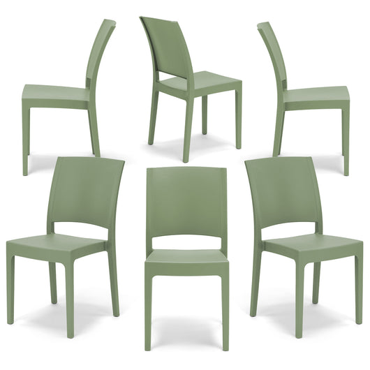 Set 6 sedie in polipropilene FLORA, 100 %MADE IN ITALY, impilabile, resistente ai raggi UV, design moderno, ideale per sala da pranzo, cucina, sala d’attesa, bar, ristoranti o giardino, colore Menta