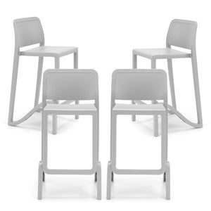 Set 4 sgabelli in polipropilene GIANO altezza seduta 65cm, impilabile, idrorepellente, resistente ai raggi UV, design moderno e innovativo, ideale per la cucina, la veranda o giardino colore Bianco