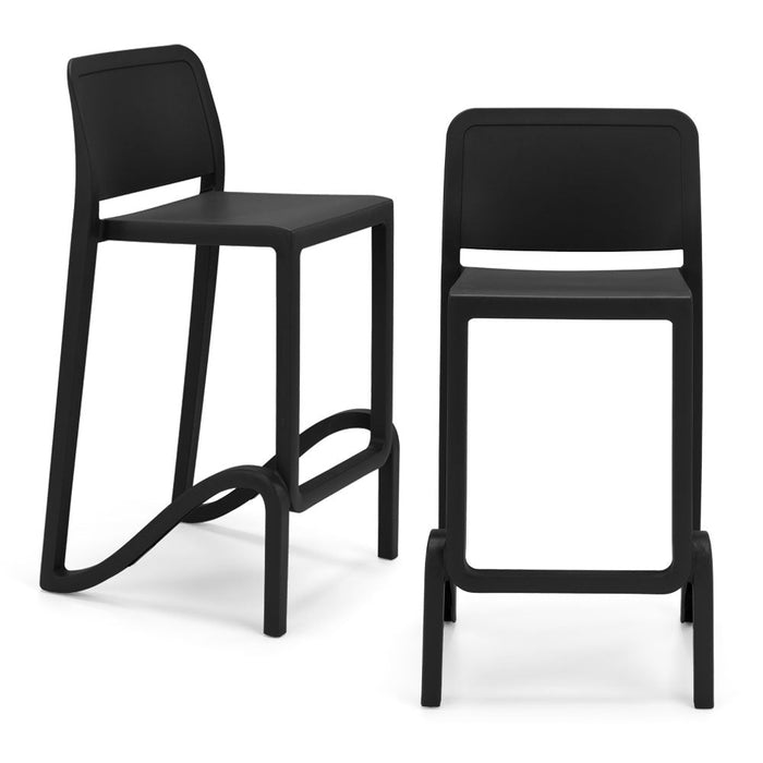 Set 2 sgabelli in polipropilene GIANO altezza seduta 75cm, impilabile, idrorepellente, resistente ai raggi UV, design moderno e innovativo, ideale per la cucina, la veranda o giardino colore Ghisa