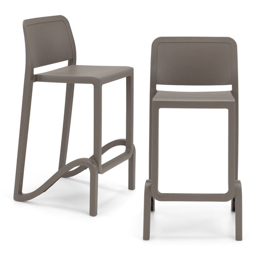 Set 2 sgabelli in polipropilene GIANO altezza seduta 65cm, impilabile, idrorepellente, resistente ai raggi UV, design moderno e innovativo, ideale per la cucina, la veranda o giardino colore Tortora