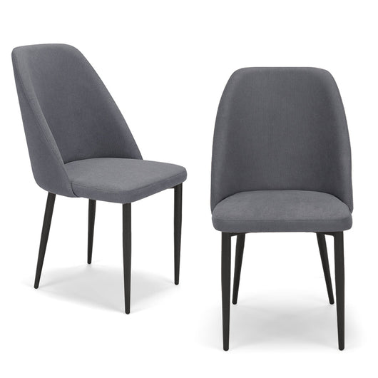 Set 2 sedie imbottite per sala da pranzo GIOVE, MADE IN ITALY, design moderno, rivestimento in tessuto morbido idrorepellente colore Grigio, gambe coniche robuste in metallo