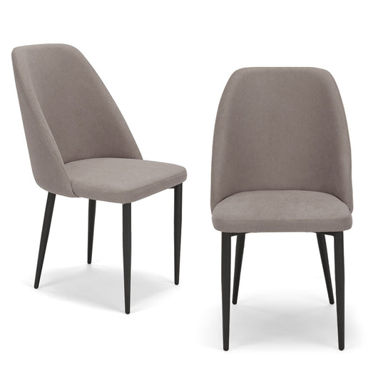 Set 2 sedie imbottite per sala da pranzo GIOVE, MADE IN ITALY, design moderno, rivestimento in tessuto morbido idrorepellente colore Tortora, gambe coniche robuste in metallo