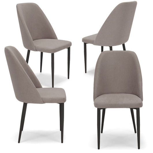 Set 4 sedie imbottite per sala da pranzo GIOVE, MADE IN ITALY, design moderno, rivestimento in tessuto morbido idrorepellente colore Tortora, gambe coniche robuste in metallo