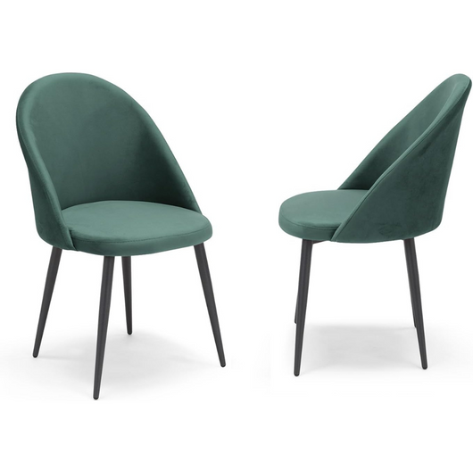 Set 2 sedie imbottite Lola, 100% Made in Italy, tessuto effetto vellutato antimacchia idrorepellente colore Petrolio con gambe in metallo colore ghisa