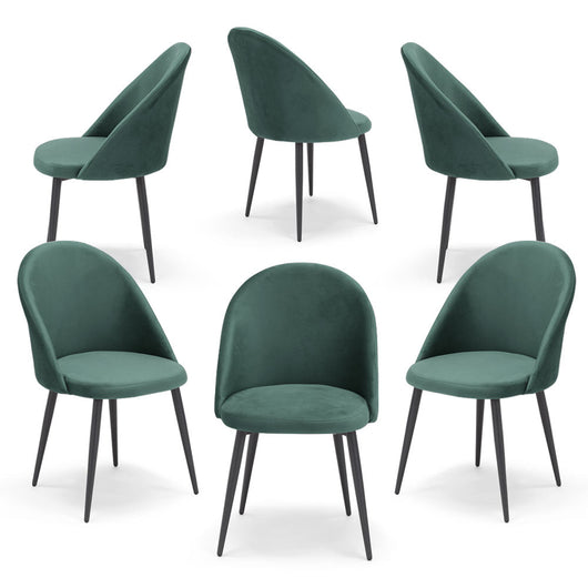 Set 6 sedie imbottite Lola, 100% Made in Italy, tessuto effetto vellutato antimacchia idrorepellente colore Petrolio con gambe in metallo colore ghisa