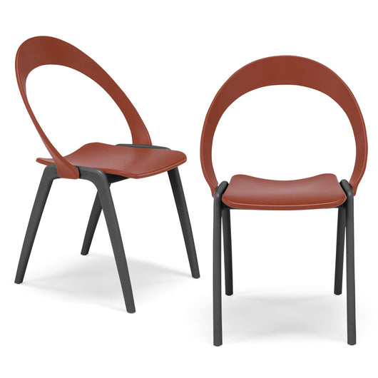 Set 2 sedie in tecnopolimero Orchidea colore Mattone, 100% MADE IN ITALY, gambe Antracite, impilabile, design moderno ideale per sala da pranzo, cucina, soggiorno, ufficio, camera per bambini