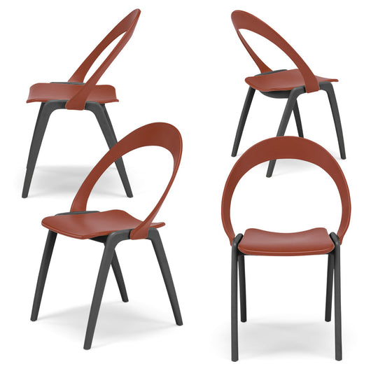 Set 4 sedie in tecnopolimero Orchidea colore Mattone, 100% MADE IN ITALY, gambe Antracite, impilabile, design moderno ideale per sala da pranzo, cucina, soggiorno, ufficio, camera per bambini
