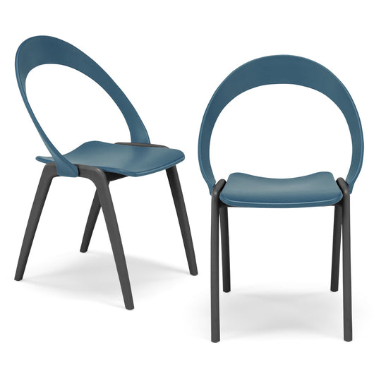 Set 2 sedie in tecnopolimero Orchidea colore Petrolio, 100% MADE IN ITALY, gambe Antracite, impilabile, design moderno ideale per sala da pranzo, cucina, soggiorno, ufficio, camera per bambini