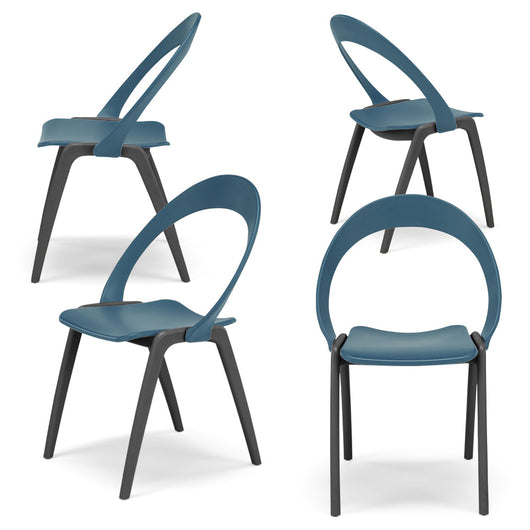 Set 4 sedie in tecnopolimero Orchidea colore Petrolio, 100% MADE IN ITALY, gambe Antracite, impilabile, design moderno ideale per sala da pranzo, cucina, soggiorno, ufficio, camera per bambini