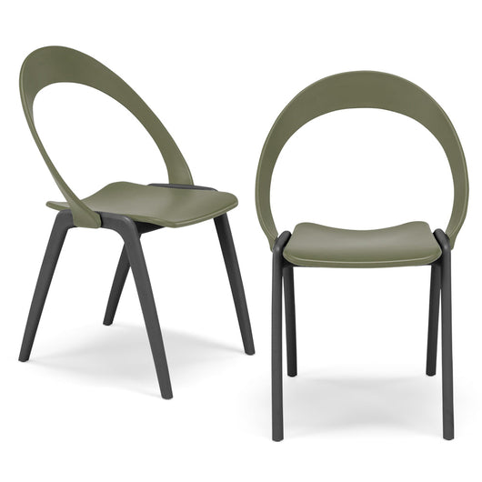 Set 2 sedie in tecnopolimero Orchidea colore Verde Oliva, 100% MADE IN ITALY, gambe Antracite, impilabile, design moderno ideale per sala da pranzo, cucina, soggiorno, ufficio, camera per bambini