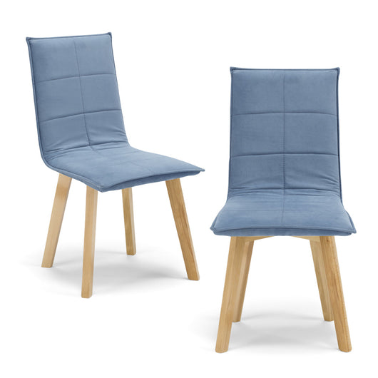 Set 2 sedie Imbottite MARILU', struttura robusta in legno, ideale per sala da pranzo, soggiorno, ufficio, sale d'attesa, tessuto trapuntato a rettangoli colore Carta da Zucchero, Design moderno