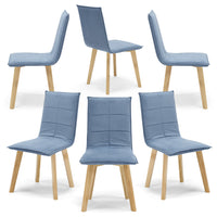 Set 6 sedie Imbottite MARILU', struttura robusta in legno, ideale per sala da pranzo, soggiorno, ufficio, sale d'attesa, tessuto trapuntato a rettangoli colore Carta da Zucchero, Design moderno