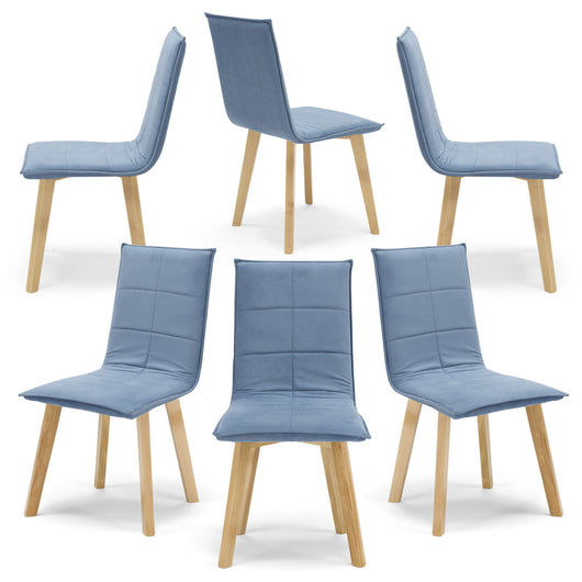 Set 6 sedie Imbottite MARILU', struttura robusta in legno, ideale per sala da pranzo, soggiorno, ufficio, sale d'attesa, tessuto trapuntato a rettangoli colore Carta da Zucchero, Design moderno