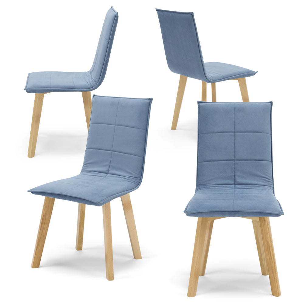 Set 4 sedie Imbottite MARILU', struttura robusta in legno, ideale per sala da pranzo, soggiorno, ufficio, sale d'attesa, tessuto trapuntato a rettangoli colore Carta da Zucchero, Design moderno