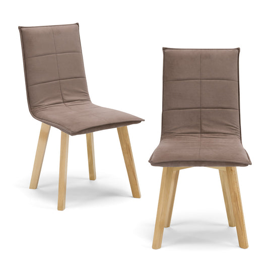 Set 2 sedie Imbottite MARILU', struttura robusta in legno, ideale per sala da pranzo, soggiorno, ufficio, sale d'attesa, tessuto trapuntato a rettangoli colore Moka Vintage, Design moderno