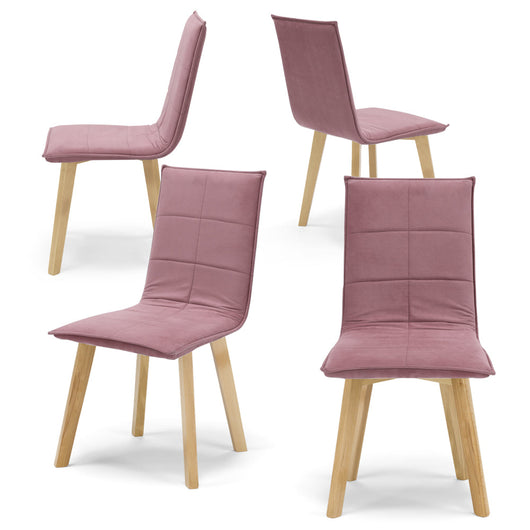 Set 4 sedie Imbottite MARILU', struttura robusta in legno, ideale per sala da pranzo, soggiorno, ufficio, sale d'attesa, tessuto trapuntato a rettangoli colore Rosso Vintage, Design moderno
