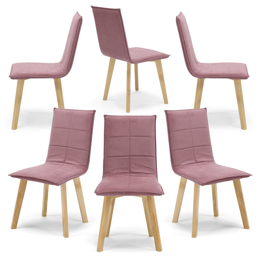 Set 6 sedie Imbottite MARILU', struttura robusta in legno, ideale per sala da pranzo, soggiorno, ufficio, sale d'attesa, tessuto trapuntato a rettangoli colore Rosso Vintage, Design moderno