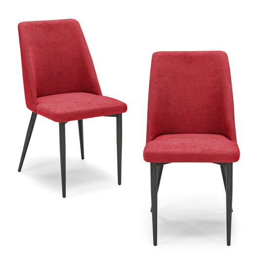Set 2 sedie imbottite per sala da pranzo ALEXIA, 100% MADE IN ITALY, design moderno, rivestimento in tessuto morbido idrorepellente colore Bordeaux, gambe coniche robuste in metallo