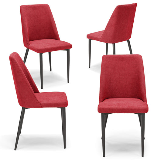 Set 4 sedie imbottite per sala da pranzo ALEXIA, 100% MADE IN ITALY, design moderno, rivestimento in tessuto morbido idrorepellente colore Bordeaux, gambe coniche robuste in metallo