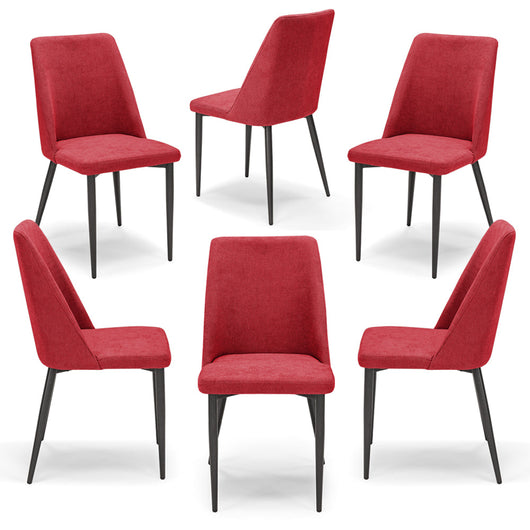 Set 6 sedie imbottite per sala da pranzo ALEXIA, 100% MADE IN ITALY, design moderno, rivestimento in tessuto morbido idrorepellente colore Bordeaux, gambe coniche robuste in metallo