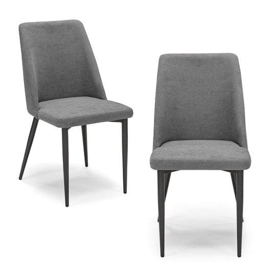 Set 2 sedie imbottite per sala da pranzo ALEXIA, 100% MADE IN ITALY, design moderno, rivestimento in tessuto morbido idrorepellente colore Grigio, gambe coniche robuste in metallo