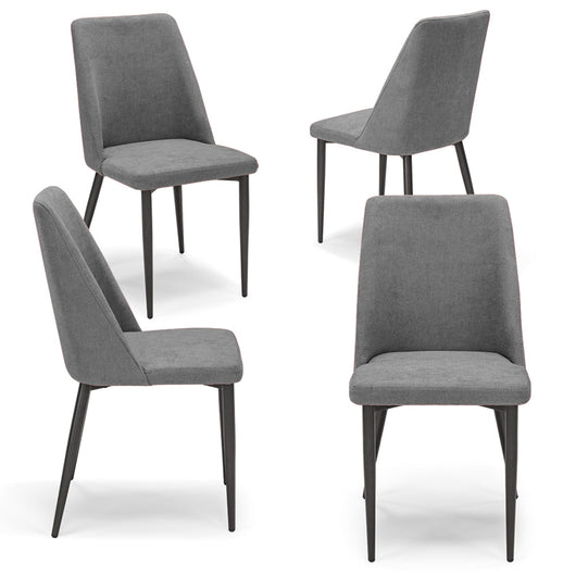 Set 4 sedie imbottite per sala da pranzo ALEXIA, 100% MADE IN ITALY, design moderno, rivestimento in tessuto morbido idrorepellente colore Grigio, gambe coniche robuste in metallo