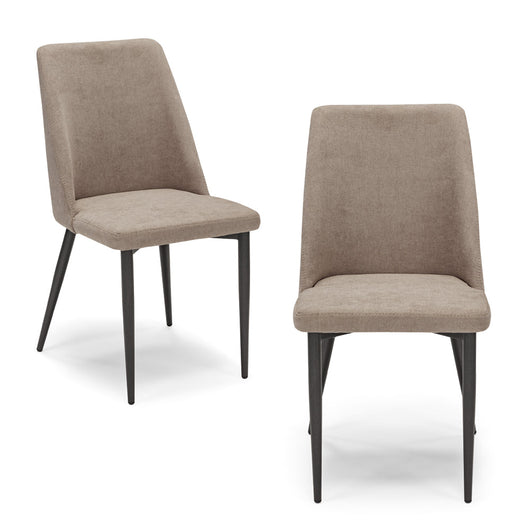 Set 2 sedie imbottite per sala da pranzo ALEXIA, 100% MADE IN ITALY, design moderno, rivestimento in tessuto morbido idrorepellente colore Tortora, gambe coniche robuste in metallo