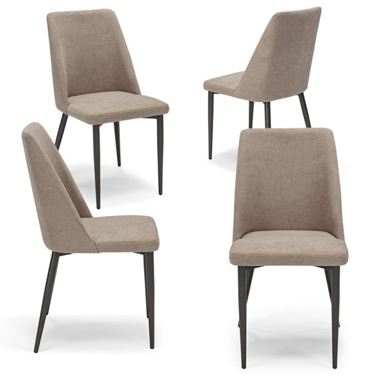 Set 4 sedie imbottite per sala da pranzo ALEXIA, 100% MADE IN ITALY, design moderno, rivestimento in tessuto morbido idrorepellente colore Tortora, gambe coniche robuste in metallo