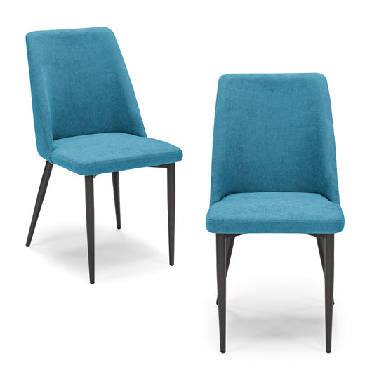 Set 2 sedie imbottite per sala da pranzo ALEXIA, 100% MADE IN ITALY, design moderno, rivestimento in tessuto morbido idrorepellente colore Turchese, gambe coniche robuste in metallo