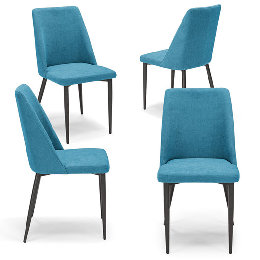 Set 4 sedie imbottite per sala da pranzo ALEXIA, 100% MADE IN ITALY, design moderno, rivestimento in tessuto morbido idrorepellente colore Turchese, gambe coniche robuste in metallo