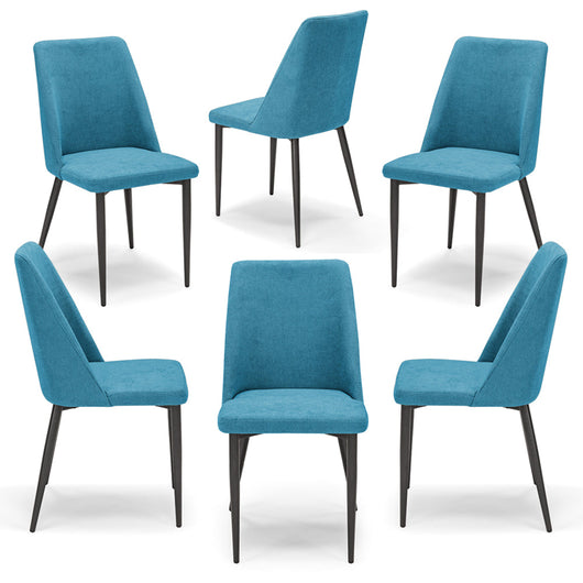 Set 6 sedie imbottite per sala da pranzo ALEXIA, 100% MADE IN ITALY, design moderno, rivestimento in tessuto morbido idrorepellente colore Turchese, gambe coniche robuste in metallo