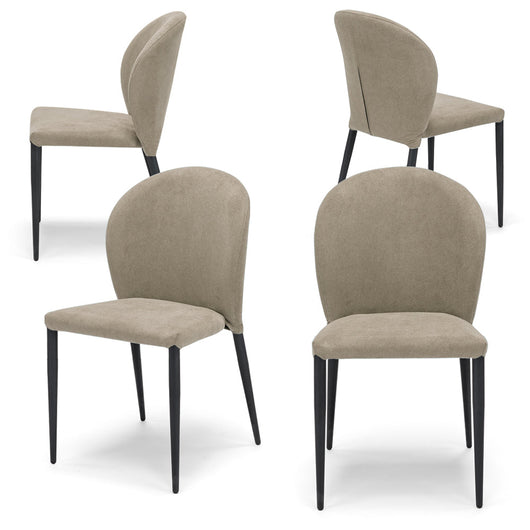 Set 4 sedie imbottite per sala da pranzo GHIBLI, 100% MADE IN ITALY, design moderno, rivestimento in tessuto morbido idrorepellente colore Tortora, gambe coniche robuste in metallo