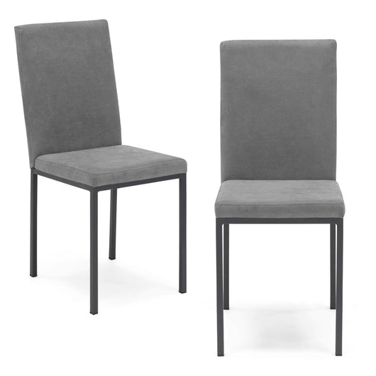 Set 2 sedie imbottite LICYA PLUS, ideale per sala da pranzo, soggiorno, ufficio, tessuto scamosciato colore Grigio con struttura Ghisa, Design moderno