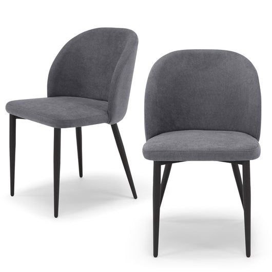 Set 2 sedie imbottite MADE IN ITALY MARTE per cucina, sala da pranzo e soggiorno, gambe coniche in metallo, schienale a e seduta rivestiti con tessuto idrorepellente, colore Grigio