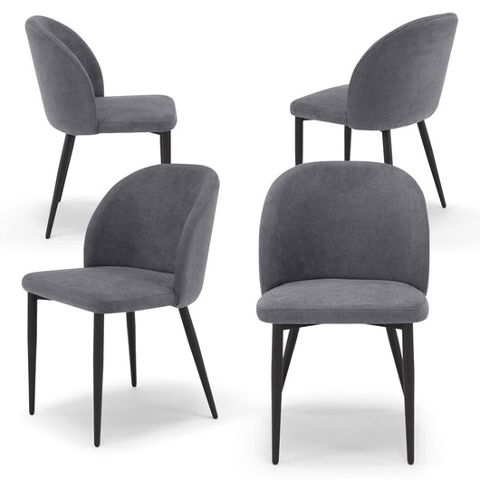 Set 4 sedie imbottite MADE IN ITALY MARTE per cucina, sala da pranzo e soggiorno, gambe coniche in metallo, schienale a e seduta rivestiti con tessuto idrorepellente, colore Grigio
