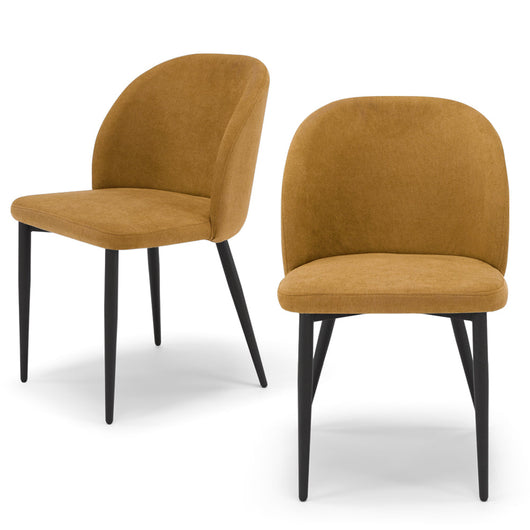 Set 2 sedie imbottite MADE IN ITALY MARTE per cucina, sala da pranzo e soggiorno, gambe coniche in metallo, schienale a e seduta rivestiti con tessuto idrorepellente, colore Mango
