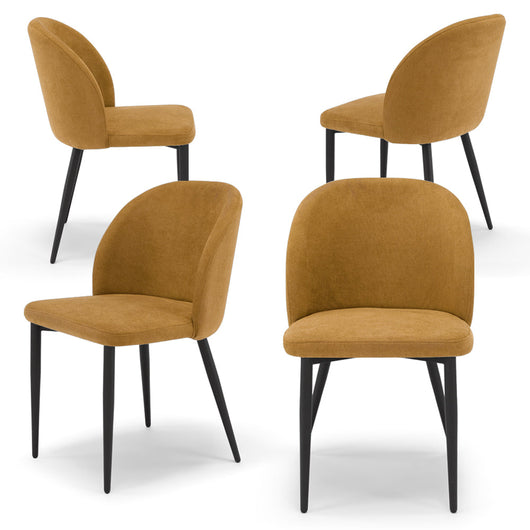 Set 4 sedie imbottite MADE IN ITALY MARTE per cucina, sala da pranzo e soggiorno, gambe coniche in metallo, schienale a e seduta rivestiti con tessuto idrorepellente, colore Mango