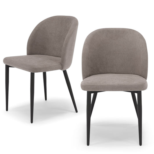 Set 2 sedie imbottite MADE IN ITALY MARTE per cucina, sala da pranzo e soggiorno, gambe coniche in metallo, schienale a e seduta rivestiti con tessuto idrorepellente, colore Tortora