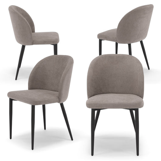 Set 4 sedie imbottite MADE IN ITALY MARTE per cucina, sala da pranzo e soggiorno, gambe coniche in metallo, schienale a e seduta rivestiti con tessuto idrorepellente, colore Tortora