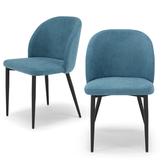 Set 2 sedie imbottite MADE IN ITALY MARTE per cucina, sala da pranzo e soggiorno, gambe coniche in metallo, schienale a e seduta rivestiti con tessuto idrorepellente, colore Turchese