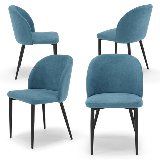 Set 4 sedie imbottite MARTE per interni, design moderno, scocca a poltroncina, gambe dalla forma conica in metallo, ideale per sala da pranzo, cucina, soggiorno, colore Turchese