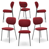 Set 6 sedie da pranzo imbottite VANESSA, 100% MADE IN ITALY, design moderno, gambe coniche robuste in metallo, schienale e seduta rivestiti con tessuto idrorepellente strutturato colore Rosso