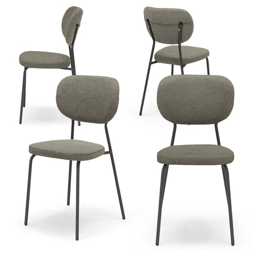 Set 4 sedie da pranzo imbottite VANESSA, 100% MADE IN ITALY, design moderno, gambe coniche robuste in metallo, schienale e seduta rivestiti con tessuto idrorepellente strutturato colore Tortora