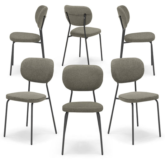 Set 6 sedie da pranzo imbottite VANESSA, 100% MADE IN ITALY, design moderno, gambe coniche robuste in metallo, schienale e seduta rivestiti con tessuto idrorepellente strutturato colore Tortora