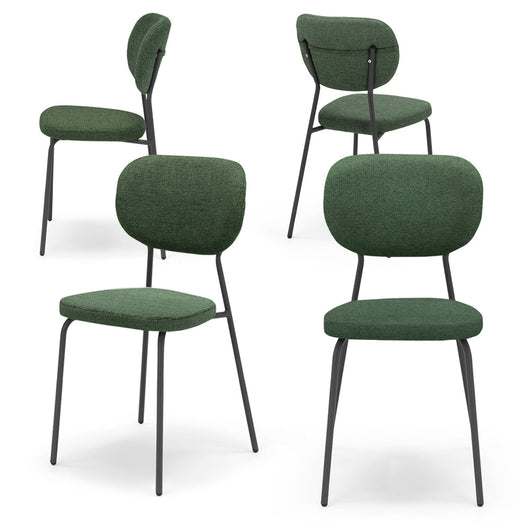 Set 4 sedie da pranzo imbottite VANESSA, 100% MADE IN ITALY, design moderno, gambe coniche robuste in metallo, schienale e seduta rivestiti con tessuto idrorepellente strutturato colore Verde