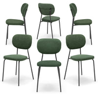 Set 6 sedie da pranzo imbottite VANESSA, 100% MADE IN ITALY, design moderno, gambe coniche robuste in metallo, schienale e seduta rivestiti con tessuto idrorepellente strutturato colore Verde